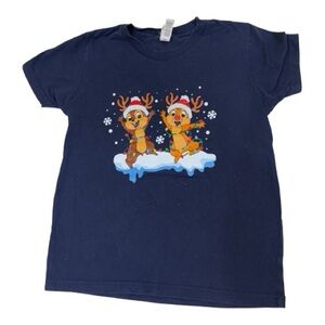 Bella Canvas Kids Navy Tee with Festive Reindeer